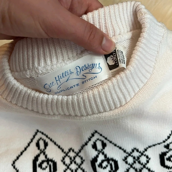 Vintage Music Note Treble Cleft 3D Knit Sweater Size Medium - Picture 4 of 7